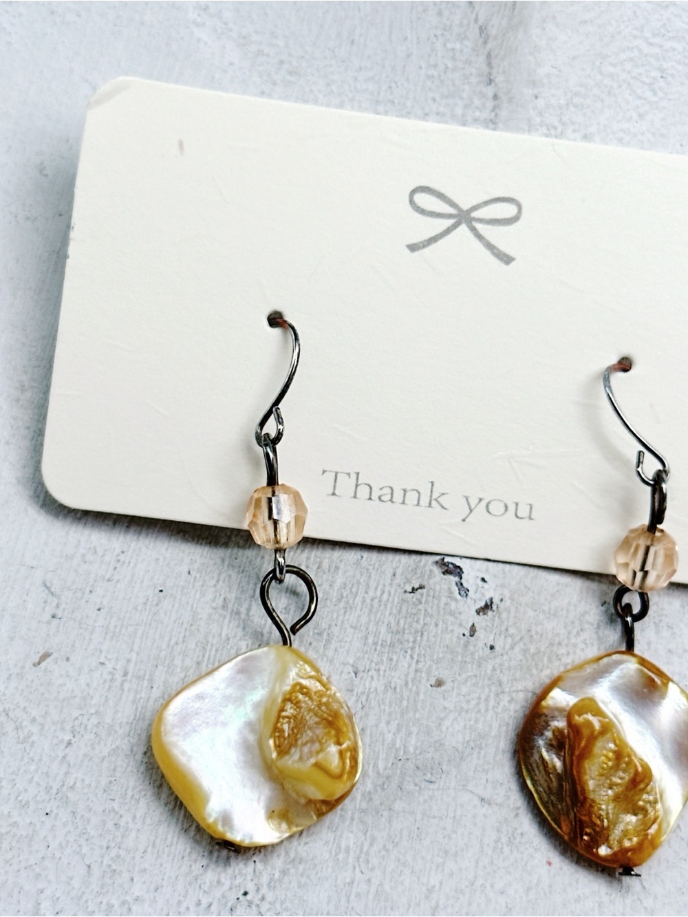 1341mc. Yellow Shell Earrings - Picture 2 of 6